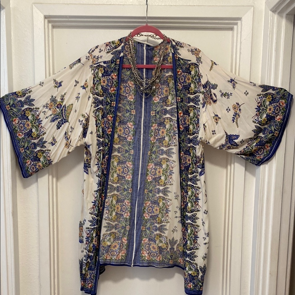 Top Floral Kimono Cardigan